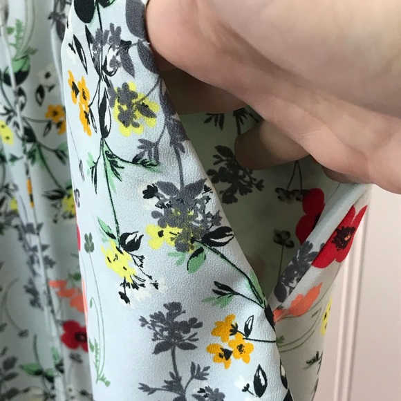 Joe Fresh Green & Red Bright Floral Dress with Roll-Up Sleeves for Spring, SZ L - Picture 14 of 16